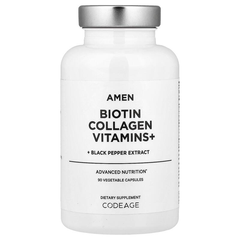 Amen, Biotin Collagen Vitamins+, 90 Vegetable Capsules
