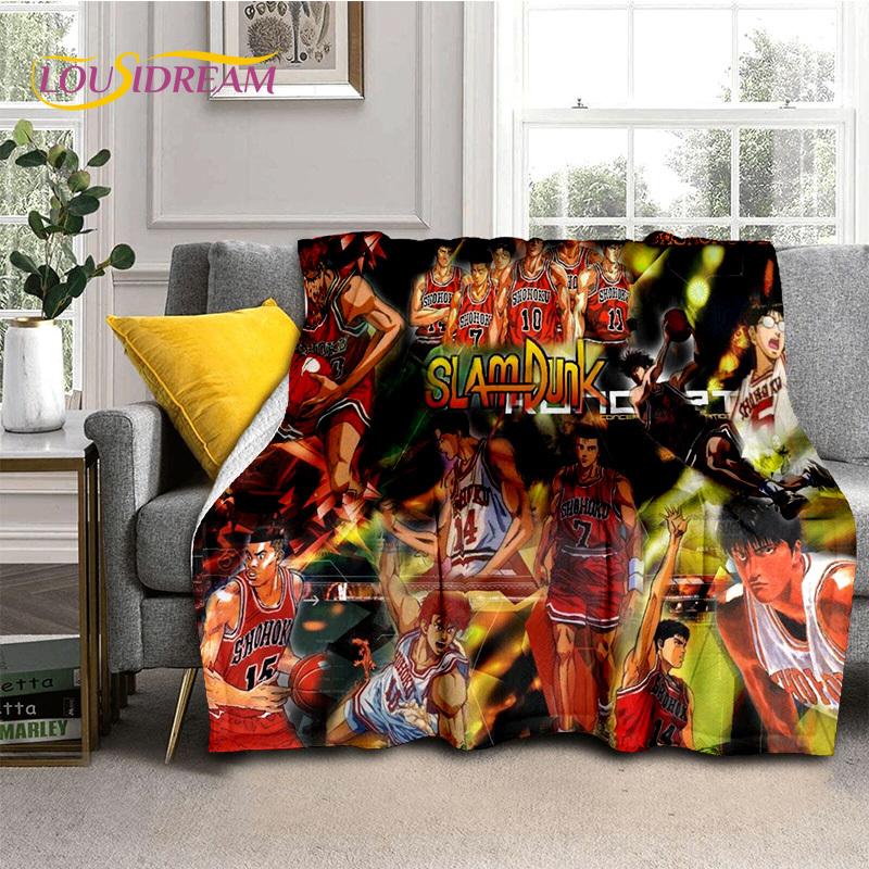 Cartoon Slam Dunk Basketball Anime Soft Blankets,Keep Warm Throw Blanket Comfortable Blanket for Picnic Beds Sofa Home Bedroom