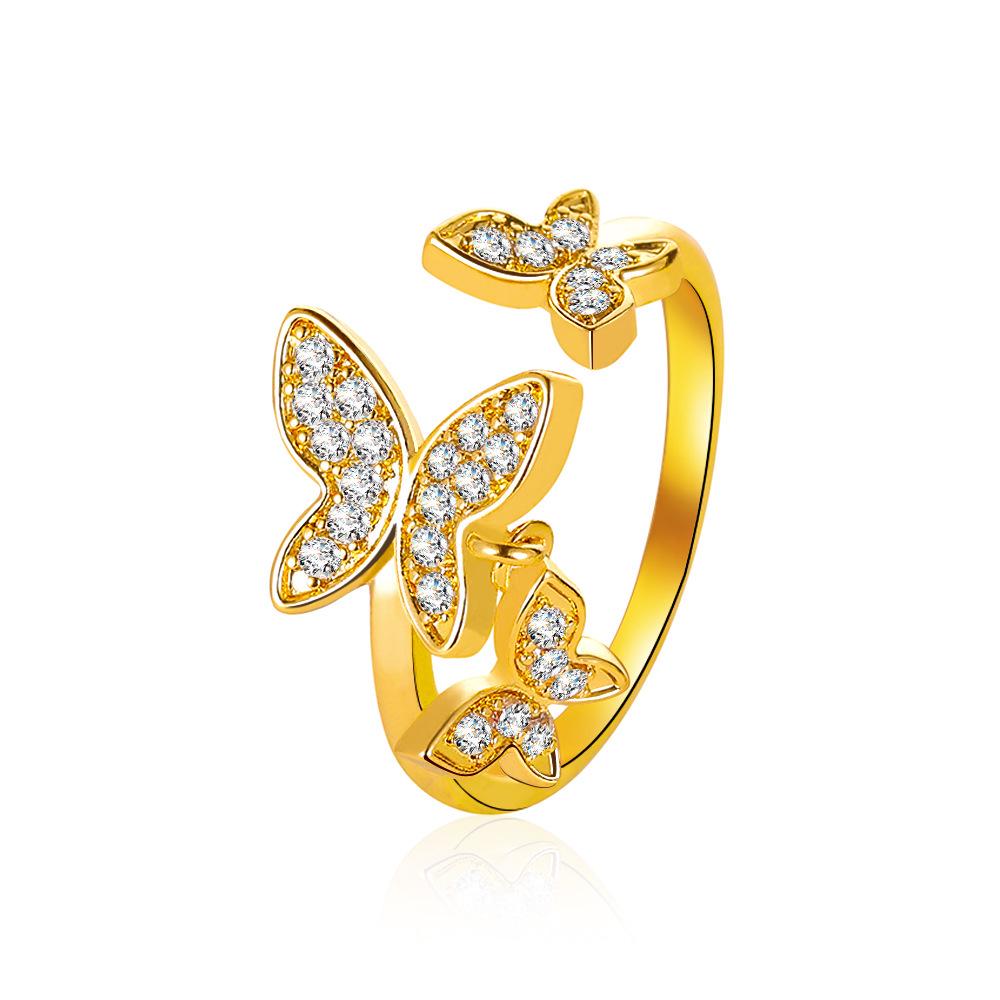 Europäischer & Amerikanischer Stil Kreative Kupfer Diamant Schmetterlingsringe für Damen - Zeigefinger Design