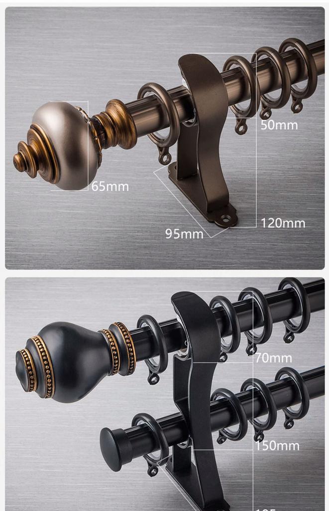 USA Classic Complete Set Double Bracket Curtain For Windows Rod Diameter 28MM Aluminum Alloy Mute Wall Roman Pole Home Decor