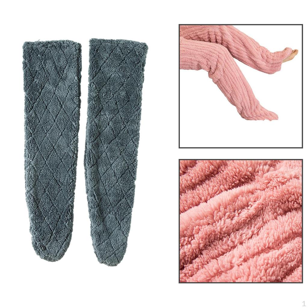 Overknee-hohe Fuzzy-Socken, Slipper-Stiefel-Fleece, warme Damen-Oberschenkel-Beinlinge