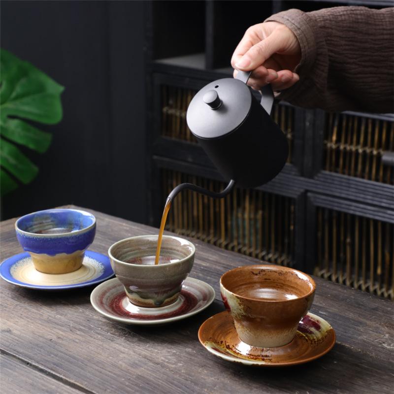 Retro Ceramic Cup Small Capacity Coffee Cup And Saucer Set Creative Cup Japanese Coarse Pottery Cup