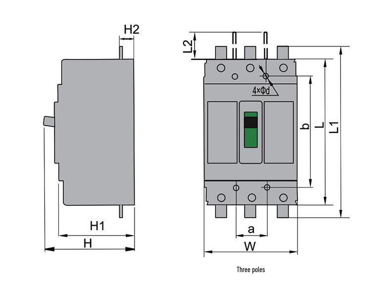 3P Plastic Case Circuit Breaker DZ20Y-100/3300, Three-Phase 380V Air Switch, 100A