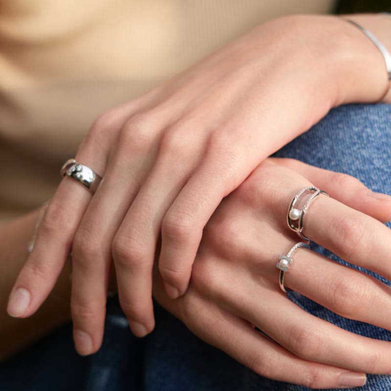 ANIA HAIE Pearl Sparkle 925 Silver Ring R054-02H