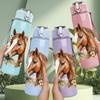 1pz Marrone Castagna Cavallo Ritratto Animale 750ml Colore Plastica Borraccia Sportiva Tappo Flip con Cannuccia Anti-perdita Adatta per Sport Ufficio Uso Domestico