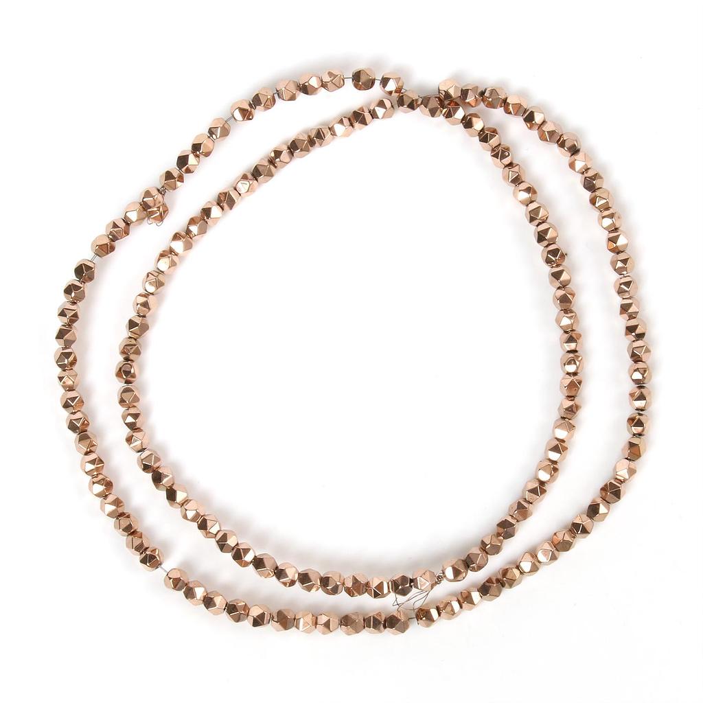 Handgefertigte Bastelfarbe, rosévergoldete Hämatitperlen, natürliche Rondelle-Perlen für Schmuckherstellung, DIY-Charms, Armband-Zubehör, 38,1 cm