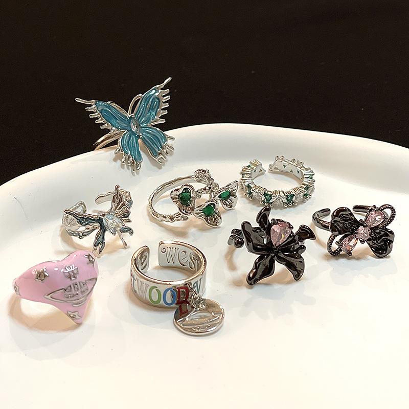 Butterfly Dark Wind Personality Stacking Wearing High-End Open Ring Niche Design Light Luxury Cold Wind Ring Woman