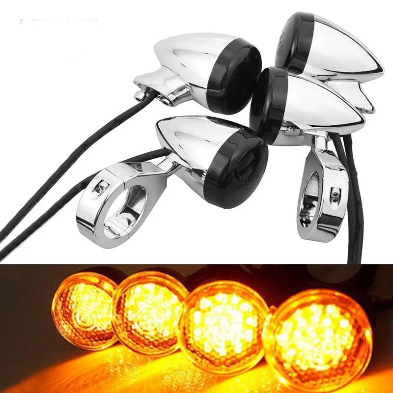 4PCS 39mm/41mm Front Rear Motorcycle Turn Signal Light Amber Turn Signals Indicator Lamp For Harley Motorcycle Accessories