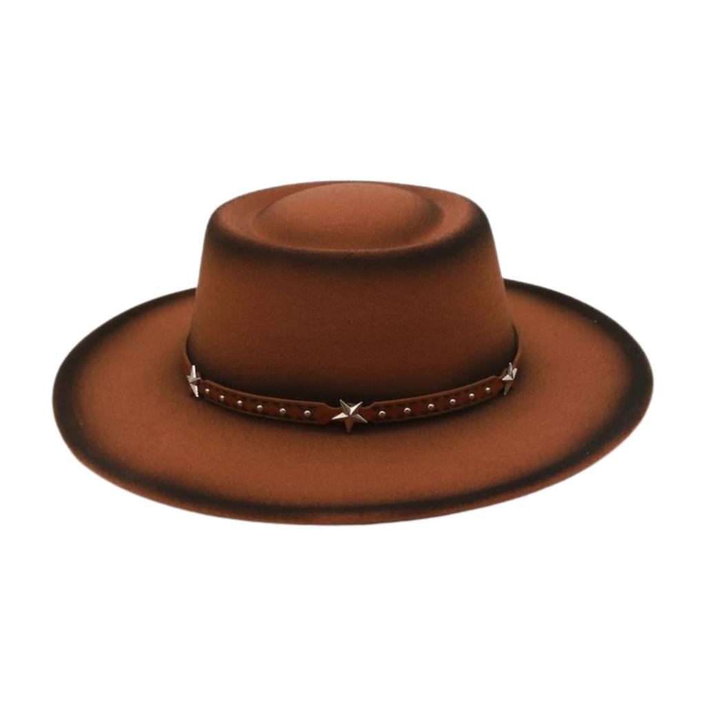 Spray Paint Gradual Change Two-Color Tide Cross-Border New European And American Style Women'S Hat Autumn And Winter Woolen Top Hat Concave Convex Top