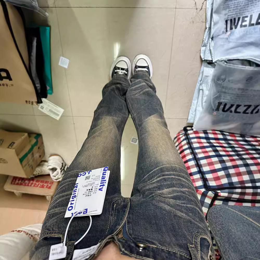 "2023 Low Waist American Style Distressed Retro Flared Jeans for Women"