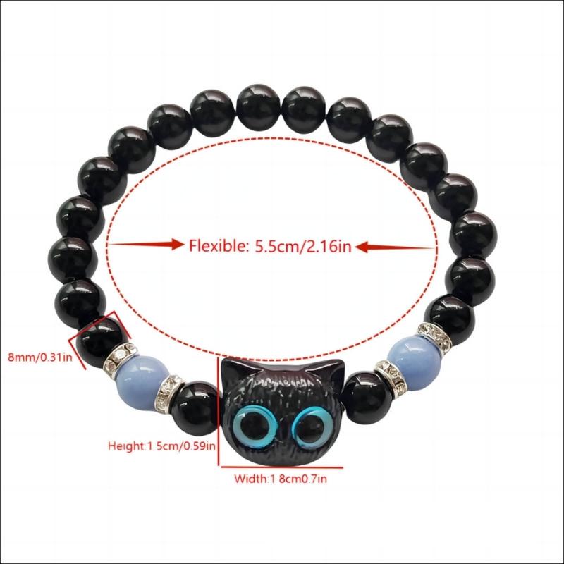 Lovely Bracelet Resin Luminous Bead Bracelet Comfortable Cat Hand Chain Great for Everyday Life and Dating