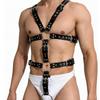 Pu Leather Mens Body Harness With Ring, Festival-Style Men’S Pu Leather Harness Suspender Briefs Set.