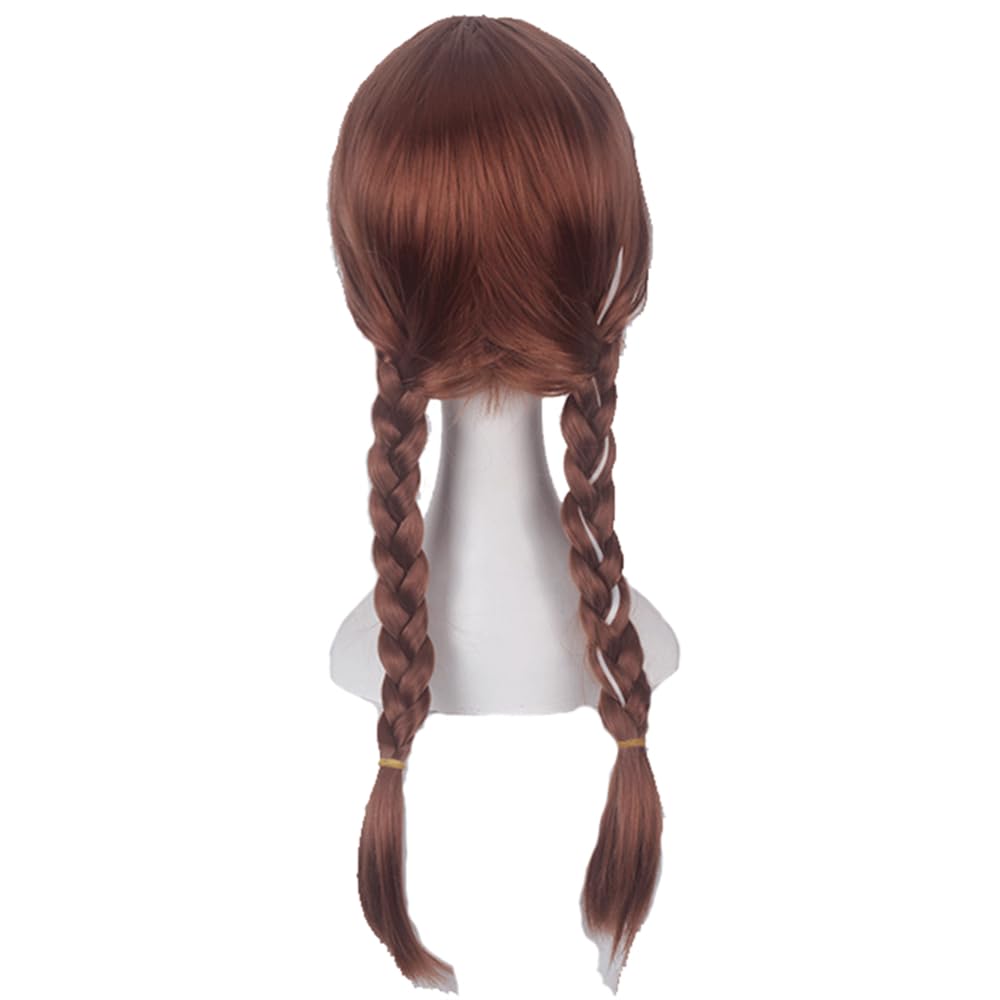 iirukaa Frozen Anna Wig, Cosplay, Children's Design with Mesh Net, Brown and White, Perfect for Photoshoots, Events, Halloween, and Costumes
