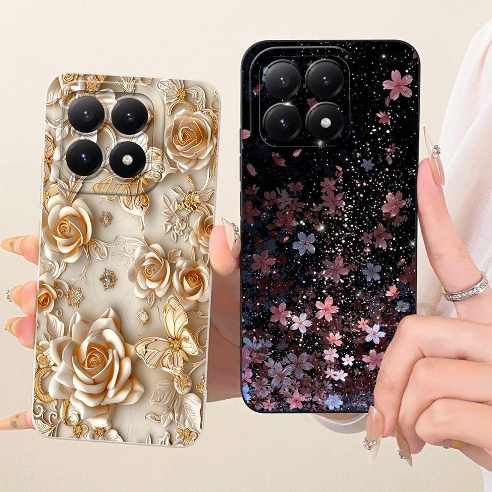 Casing For Xiaomi 15T 5G Cover Silicone Luxury Fashion Flowers Kawaii Cute Painted Shockproof Phone Case 25069PTEBG