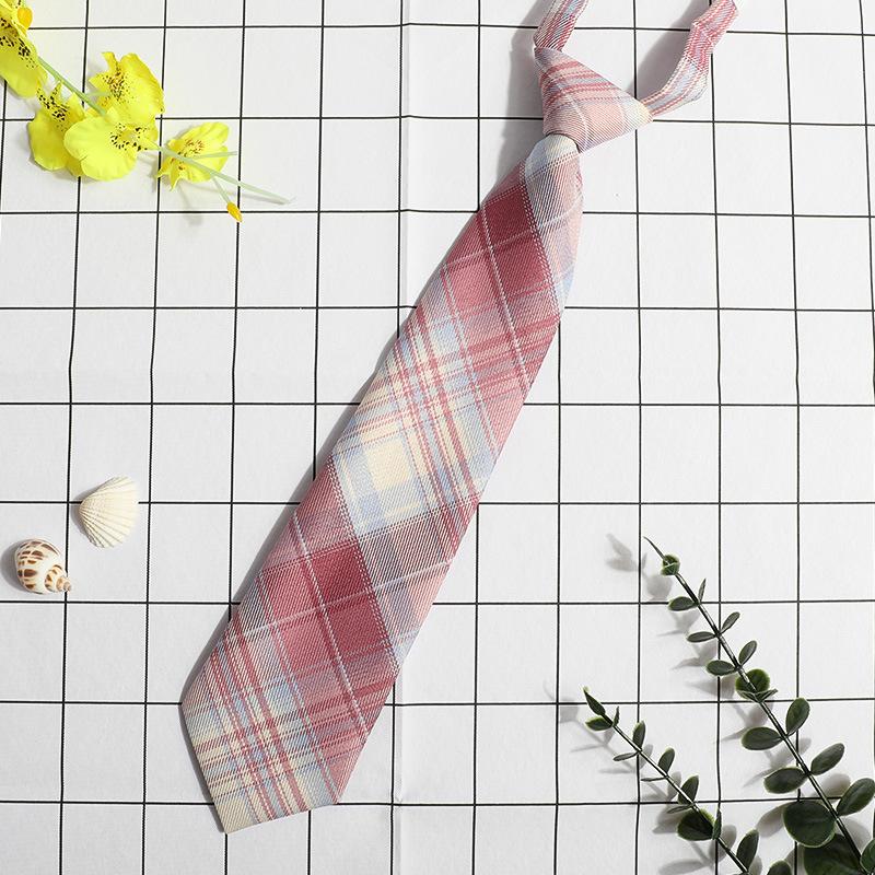 Jk Small Tie Female College Style Lazy Japanese Plaid Uniform Shirt Tie Student Ins Men'S And Women'S Short Styles Free Of Charge