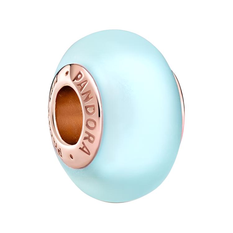 Pandora Murano Glass Charm Rose Gold Matte Blue Women Charm 789420C00 Rose Gold