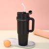 30oz Double Wall Stainless Steel Travel Mug With Handle Straw Insulated Car Cup Office Outdoor Use