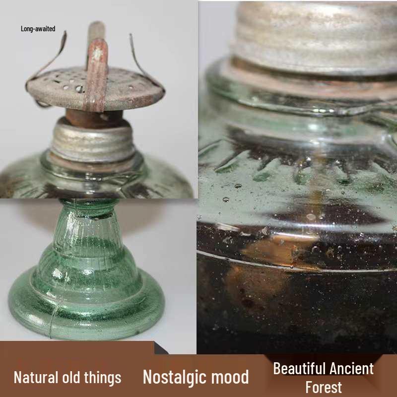 Vintage 70er Jahre Petroleumlampe mit Glasschirm - Nostalgische Volksdeko Requisite