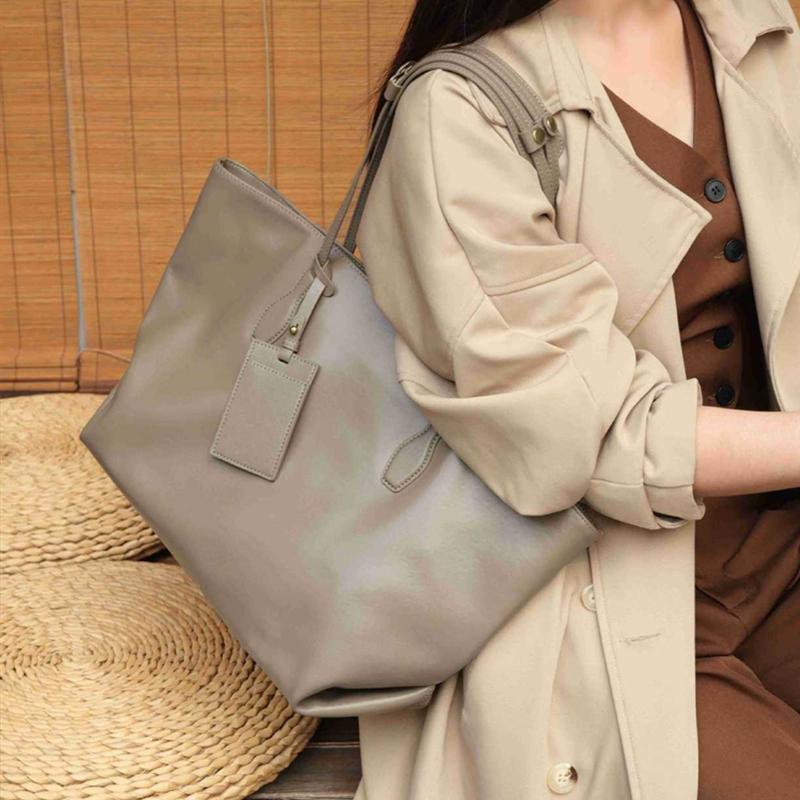 Burminsa Cowhide Genuine Leather Soft Large Tote Shoulder Bags For Women 2026 Luxury Designer Big Shopping Work Ladies Handbags