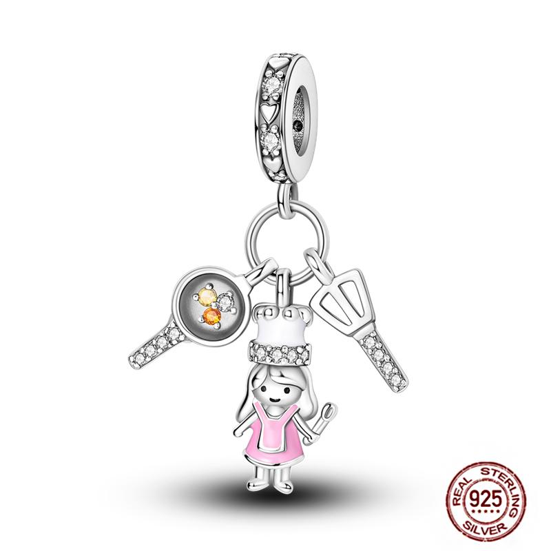 Daily Articles Copper Pink Perfume Charms Camera Dumbbell Smart Watch Beads Fit Original Bracelets Diy Jewelry Gift