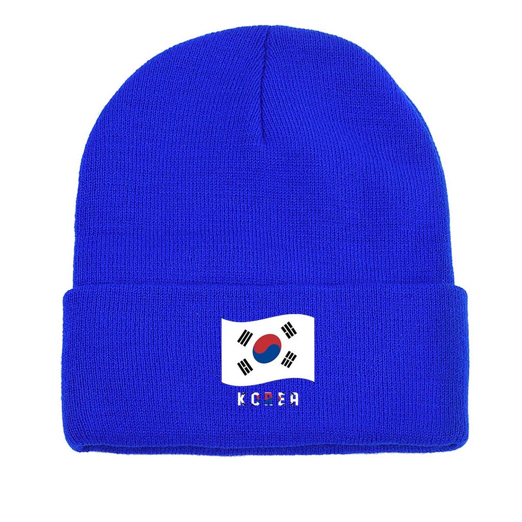 Flag of South Korea Warm Knit Cap Beanie, Patriotic Man Cap Cozy Cuff Headwear Gorro Knitted Cap Beanie