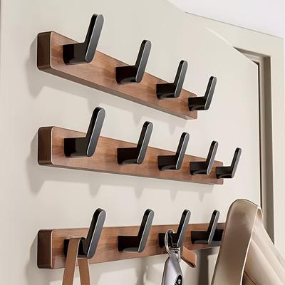 Gancio da Parete Minimalista, Ganci in Legno Eleganti e Resistenti con Bracci in Metallo Nero, Perfetto per Appendere Borse e Cappotti, Ideale per Camera da Letto, Bagno o Ingresso