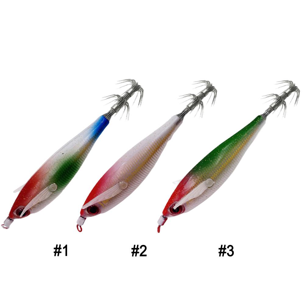 1-10Pcs Luminous Fishing Lure Wood Shrimp Lures Fishing Squid Jig Hook Octopus Cuttlefish Shrimp Jigging Bait for Night Fishing