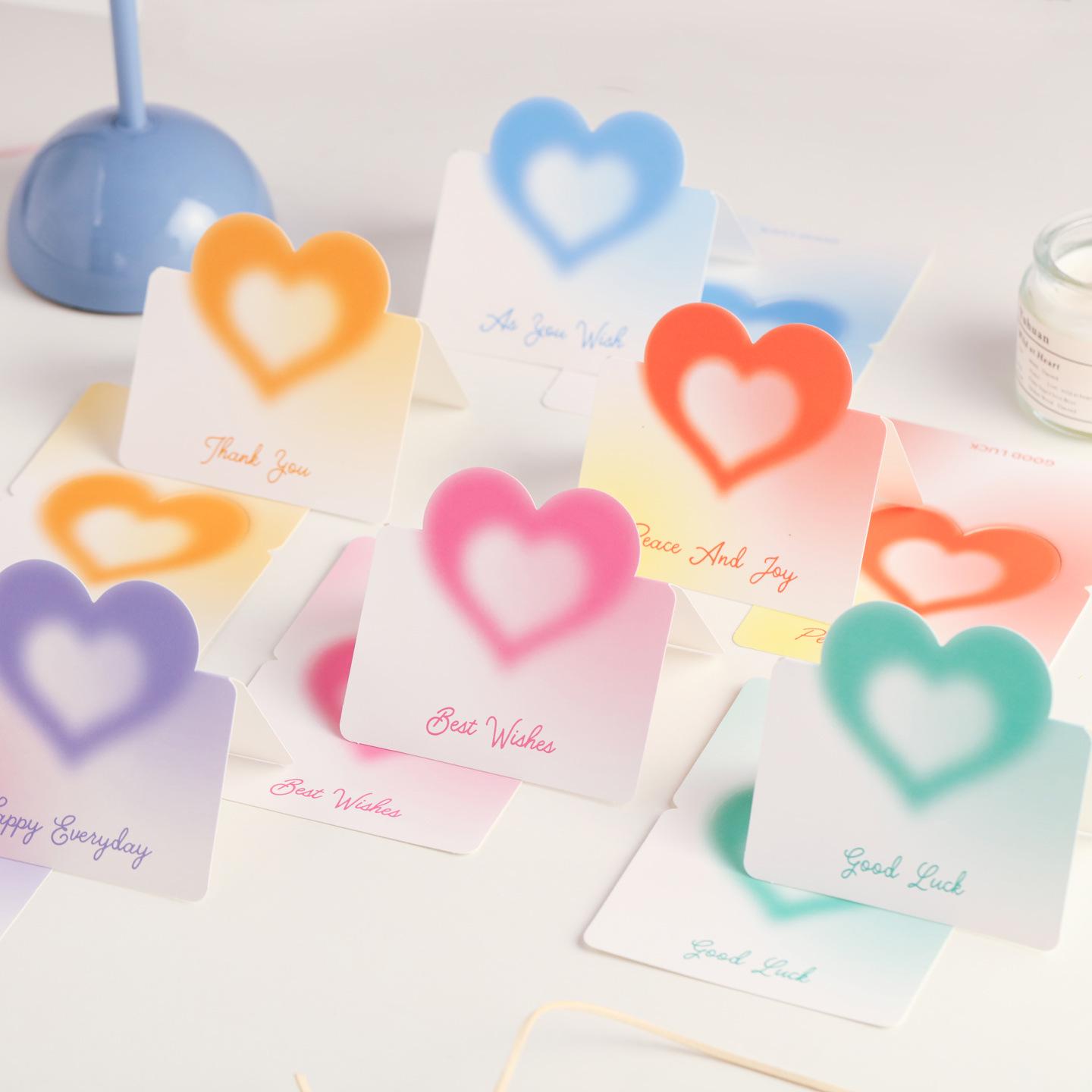 Creative Heart-Shaped Wedding Greeting Card with Handwritten Blessings