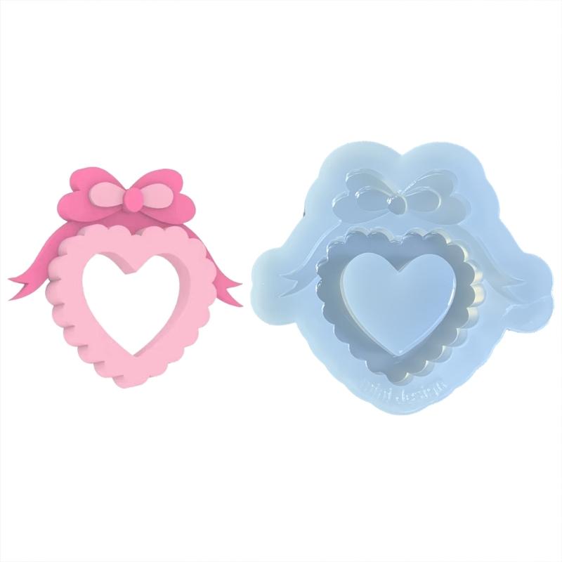 Bowknot Ornament Quicksand Silicone Mold Keyring Pendant Handmade Decoration Mold for Valentines Day Birthday Gift