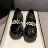 Spring Chunky Single Shoes Women Fashion Round Head Deep Mouth Crystal Buckle Set Foot Soft Sole Mid-Heel Shoes