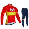 Movistar Autumn Pro Team Cycling Jersey19D Bib Set MTB Uniform Bicycle Clothing Quick Dry Bike Clothes Mens Long Cycling Wear