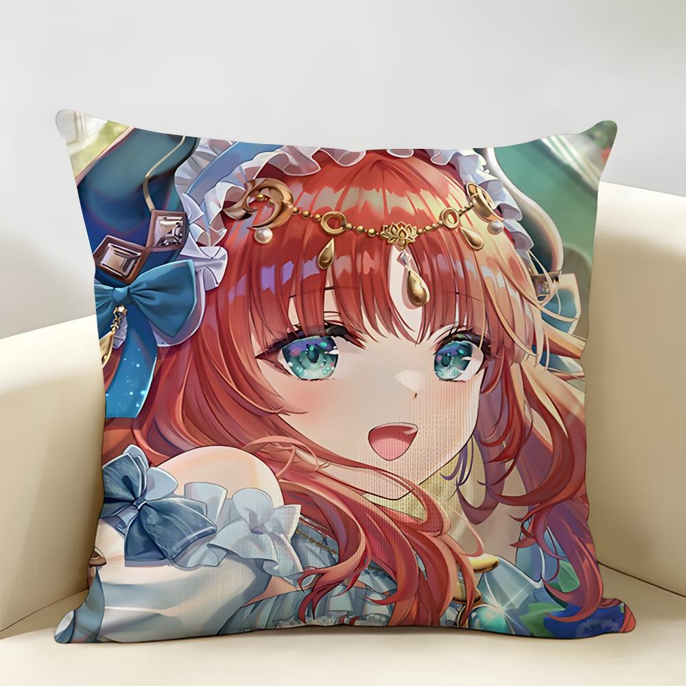 Nilou Genshin Impact Cushion Cover Natural Linen Organic Fabric DoubleSided Printing Room Sofa Decor Pillow Case