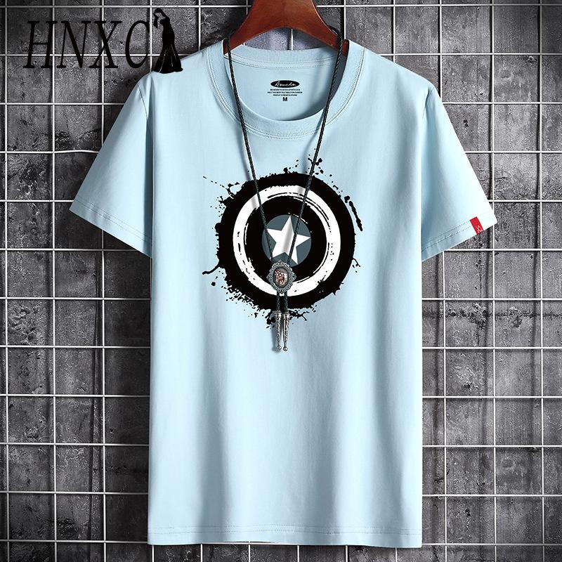 HNXC Cotton Short Sleeve T-shirt Men's Fashion Loose Half Sleeve Shirt Printed Compassionate Shirt