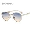 SHAUNA Retro Metal Round Punk Men Sunglasses Shades UV400 Fashion Trending Gradient Women Sun Glasses