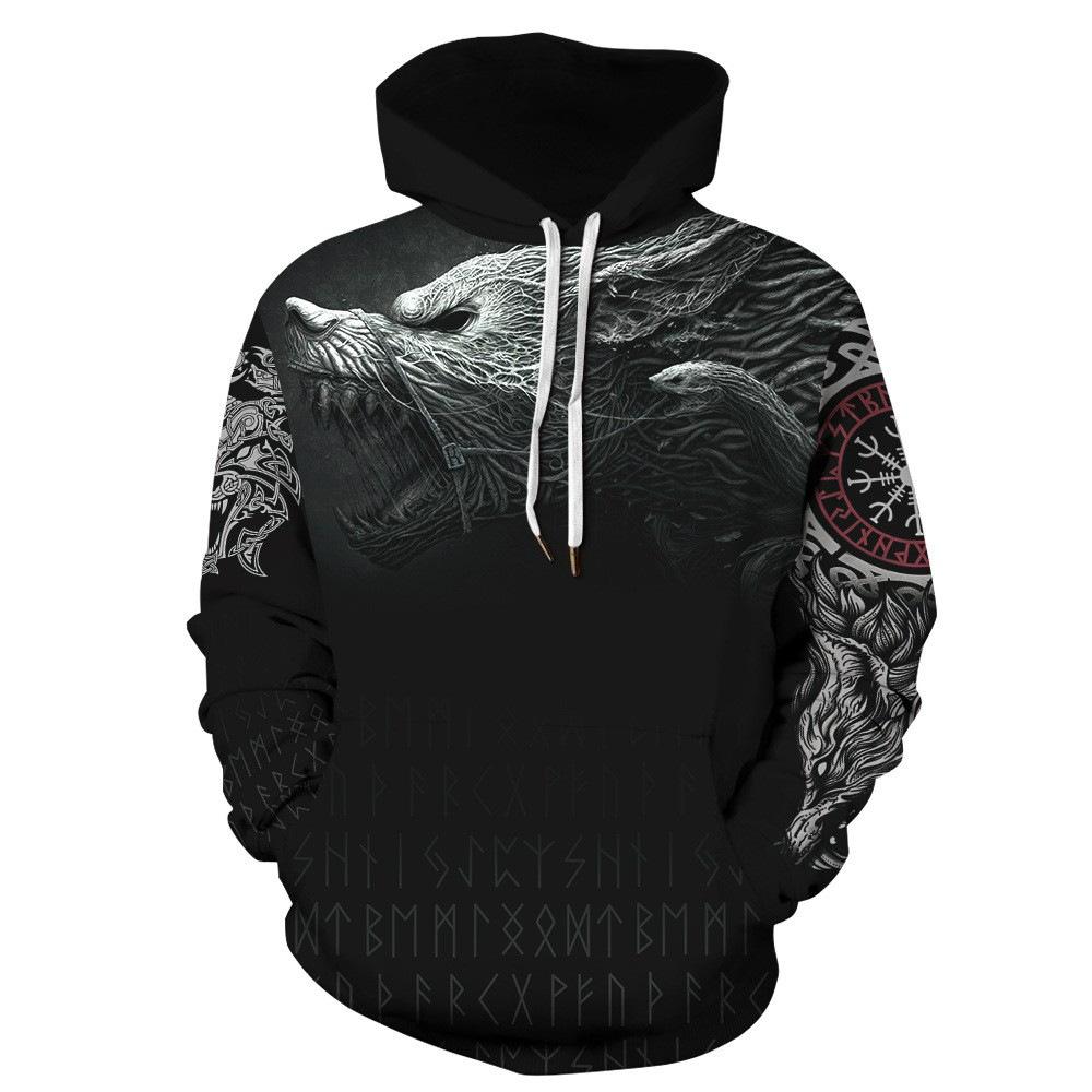 Spring and Autumn Models Trend Personality Creative Series 3D Printing Long-sleeved Sweater Fashion with Pockets Hoodie