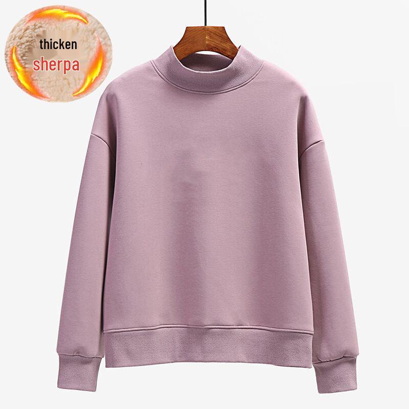 

Autumn Winter Plus Size Lambswool Hoodie - Stand Collar, Loose Fit, Fleece-Lined, Warm Top. M 40-50 kg