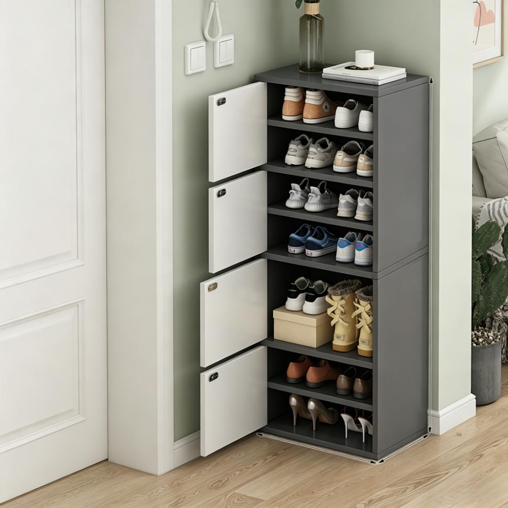 Large Capacity Narrow Home Shoe Rack Simple and Space Saving Entrance Cabinet Small Unit Corner Dust-proof Bucket Cabinet