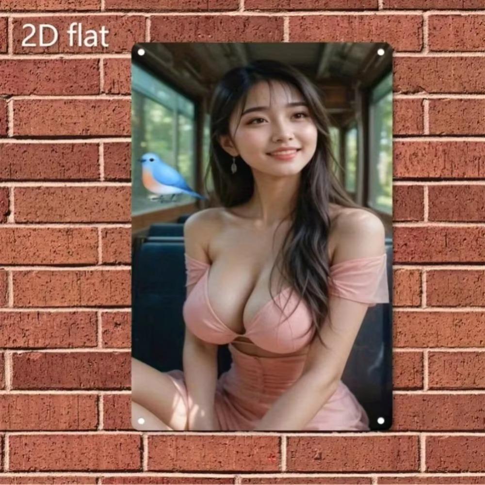 Korean Woman Minimalist Metal Poster Art Decor Wall Print Home Office Cafe Gift