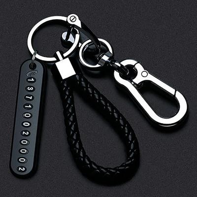 Porte-clés pendentif plaque d'immatriculation de téléphone portable tendance bricolage pour hommes punk simple corde en cuir tissé accessoires porte-clés de voiture anti-perte