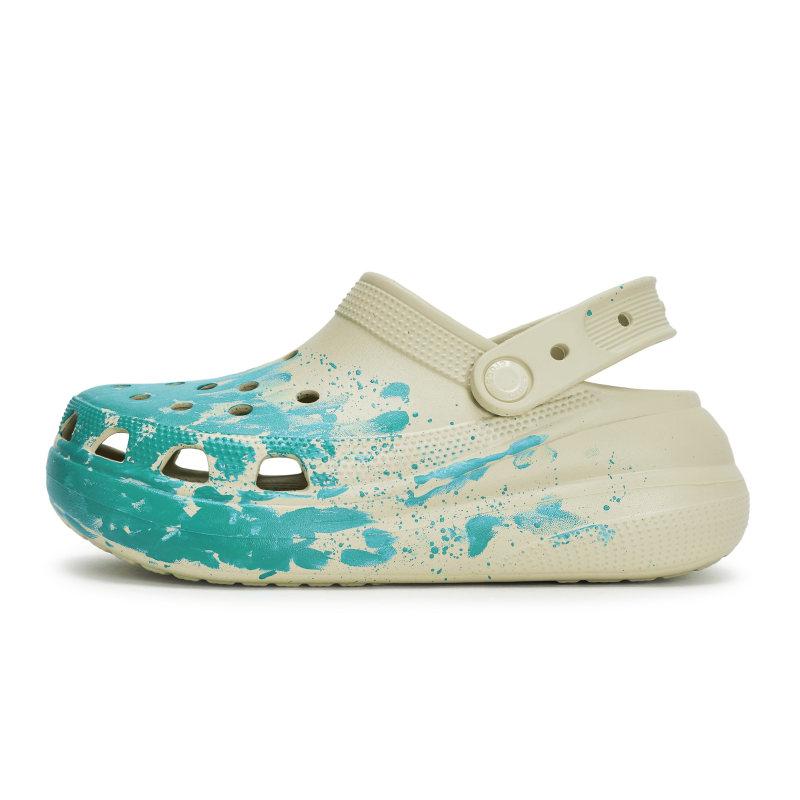 Crocs Crush Clog 811 Made Whale Fall Live Special Shoe Box High Street Ink Splash Hole Shoes Unisex Bone White Tiffany Colour
