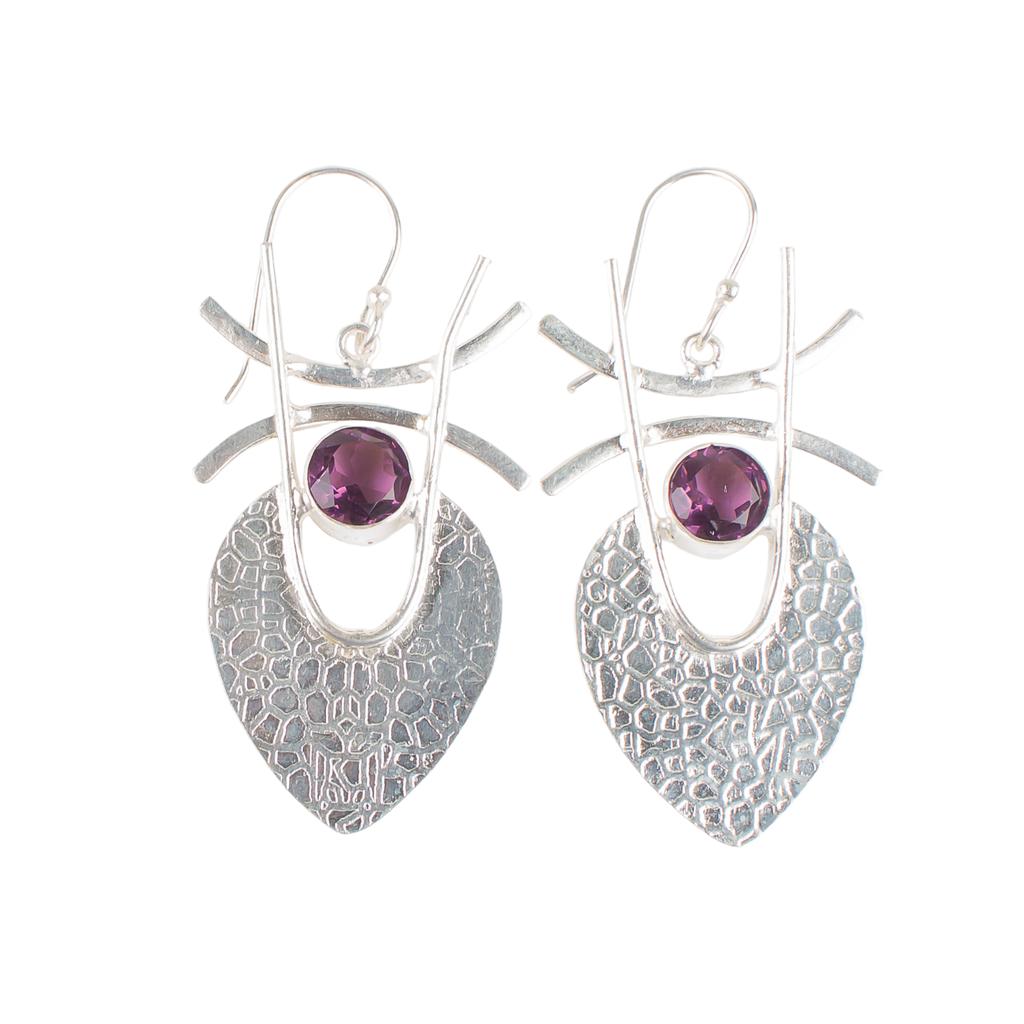 Amethyst Gemstone 925 Sterling Silver Jewelry Handmade Drop/Dangle Earrings1.78" EE-64-3