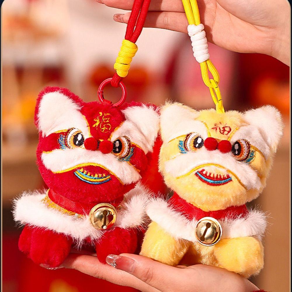 Cartoon Lion Dance Keychain Awakened Lion Chinese New Year Gift  Bag Hanging Accessories