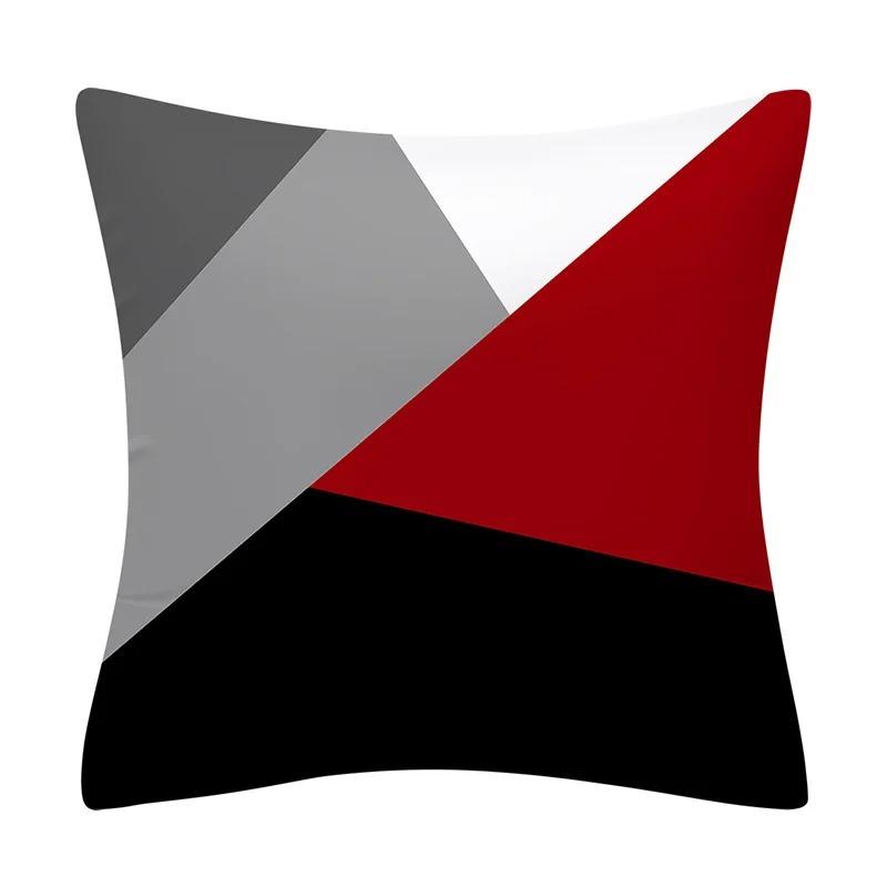Geometric Red and Black Wave Decorative Pillowcase Car Ornaments Office Living Room Sofa Home Pillowcase