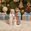 Nativity Scene Ornaments Christmas Figurine, Cartoon Manger Baby Jesus Resin Craft Desktop Statues for Home, Creative Indoor Holiday Tabletop