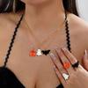 Spooky Jewelry Set for Women, 9 Piece Pumpkin Bat Figure Necklace Ring Earring Collection for Halloween Parties, Cosplay, and Themed Outfits