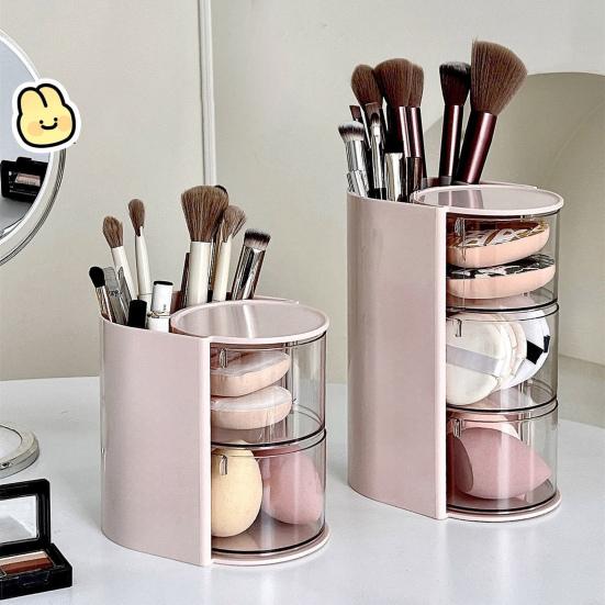 Stojan na štětce na make-up Úložný box Velká kapacita Otočný design Víceúčelový Organizér na náušnice, náramky a vlasové doplňky