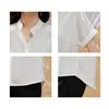 GMXIA Women's Summer Simple Commuter V-neck Shirt Female Temperament Loose Thin Versatile Chiffon Blouse