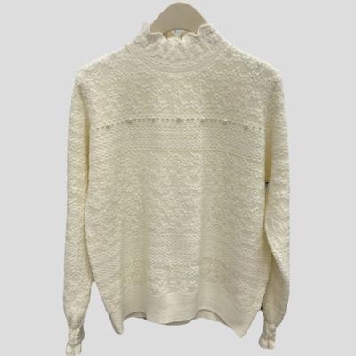 Women's Jacquard Knit Sweater Autumn Winter  Soft Warm Beads Slim-fit Pullover Knit Top Stretch Knit Sweater