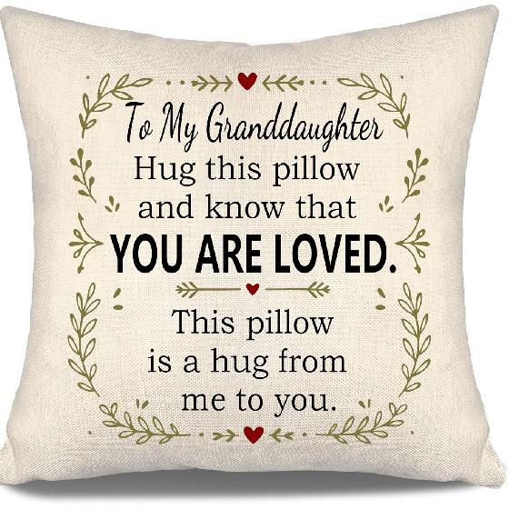 Daughter Hug This Pillow and Know That You Are Loved This Pillow Is A Hug from Me To You Throw Pillow Covers for Daughter from Mom Dad Birthday Gift