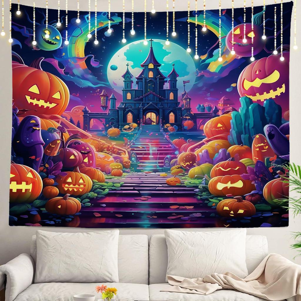 Christmas Decorations Wall Tapestry, Gold Glitter Sparkles On Black Wall Hanging Large Tapestry Decoration Polyester Fiber White